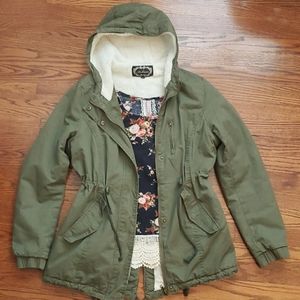 Hooded Army Green Utility Jacket